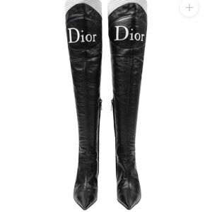 Christian Dior Thigh-High Moto Logo Boots